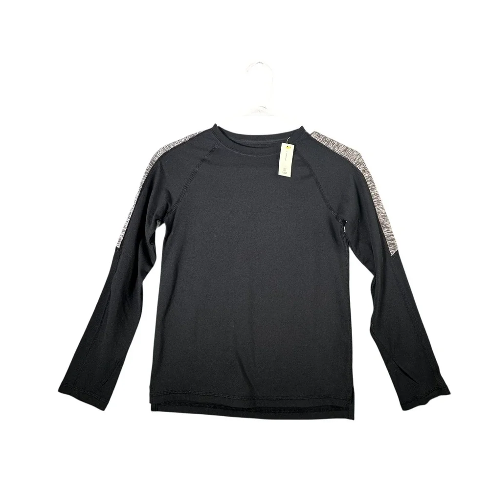 All in Motion Kids Long Sleeve Athletic Shirt Black Heather Size S‎ 6 7